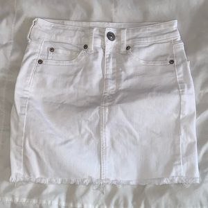American Eagle High Waisted White Denim Mini Skirt